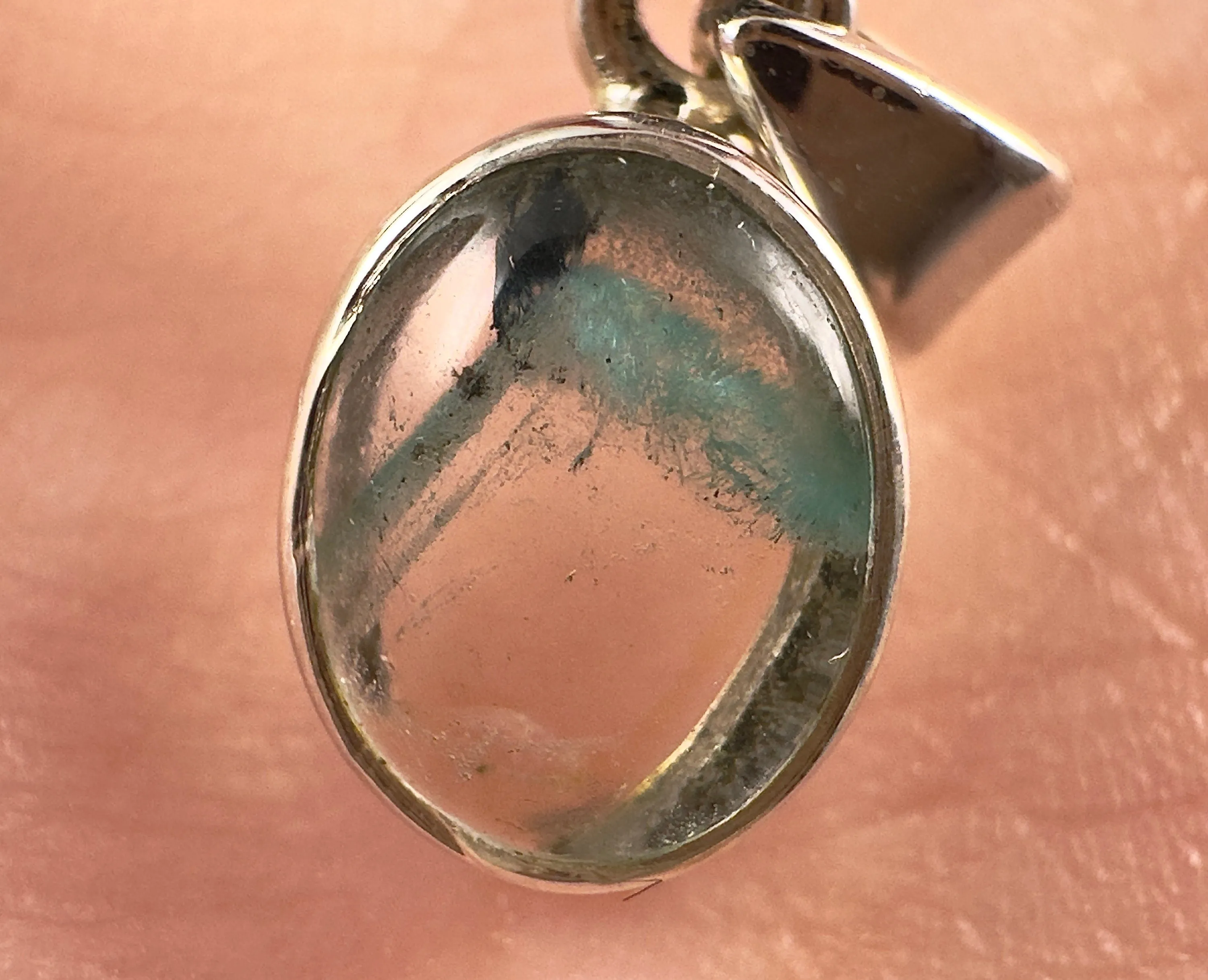 AJOITE Pendant - Sterling Silver, Oval - RARE Ajoite Included Quartz Polished Crystal Pendant from Messina, South Africa, 54040