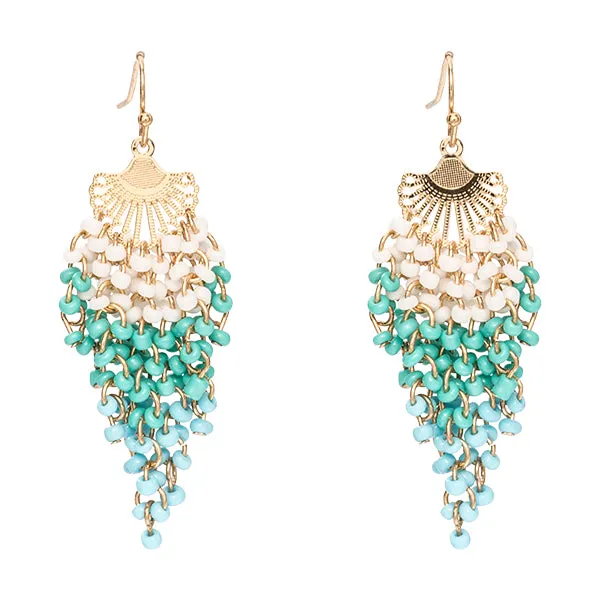 Alicia Beaded Ombre Fan Earrings - 3 colors