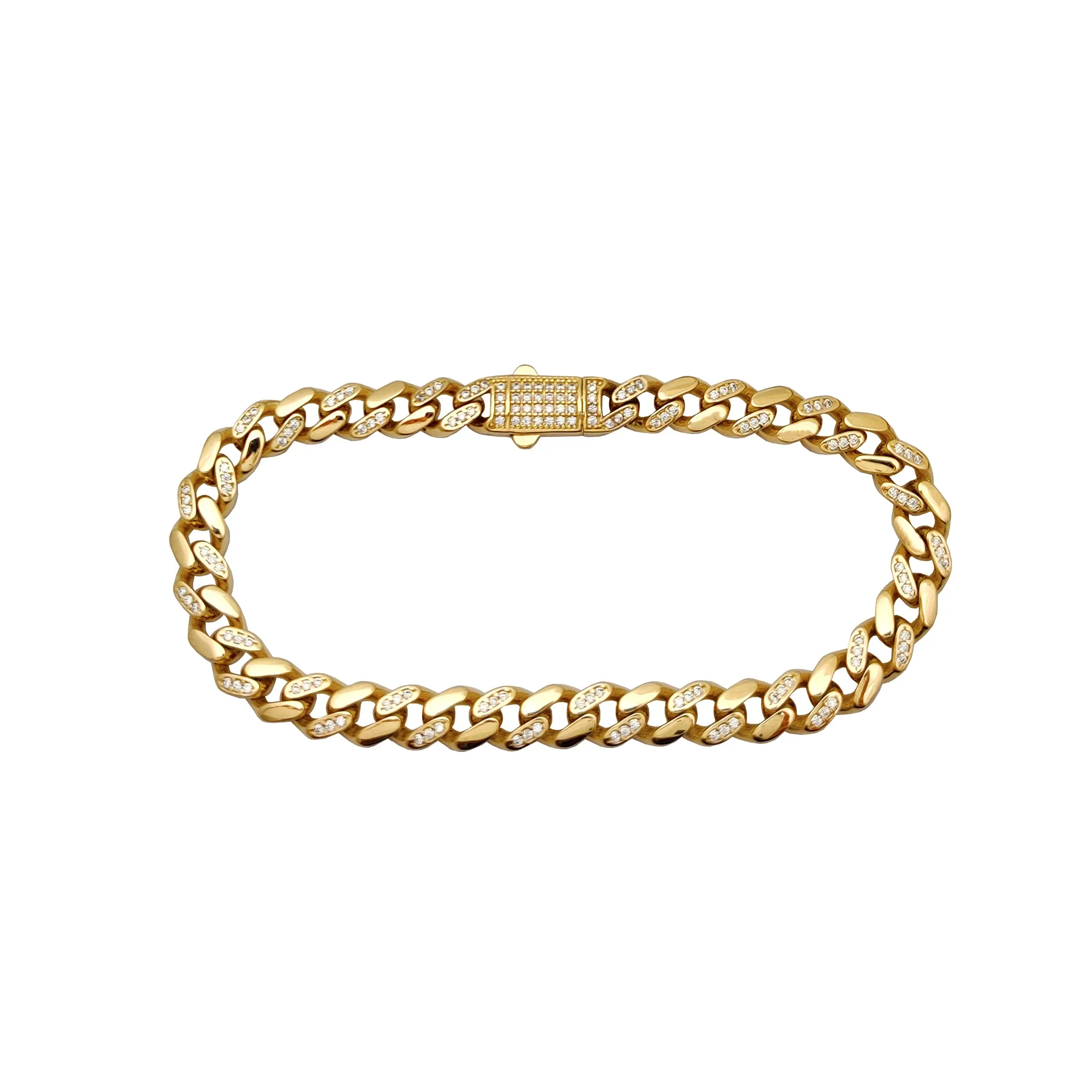 Alternating Ice Lightweight Monaco Bracelet (14K)