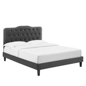 Amber Tufted Performance Velvet King Platform Bed By Modway - MOD-6786 - Charcoal