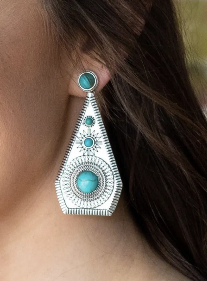 Antique Silver and Turquoise Earrings