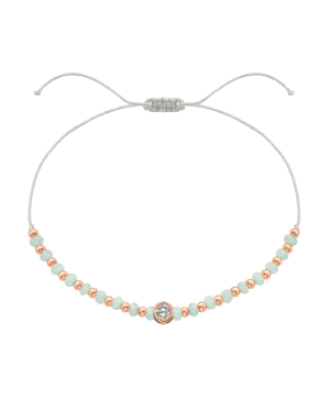 Apatite Gemstone String of Love Bracelet for Inspiration - 14K Rose Gold