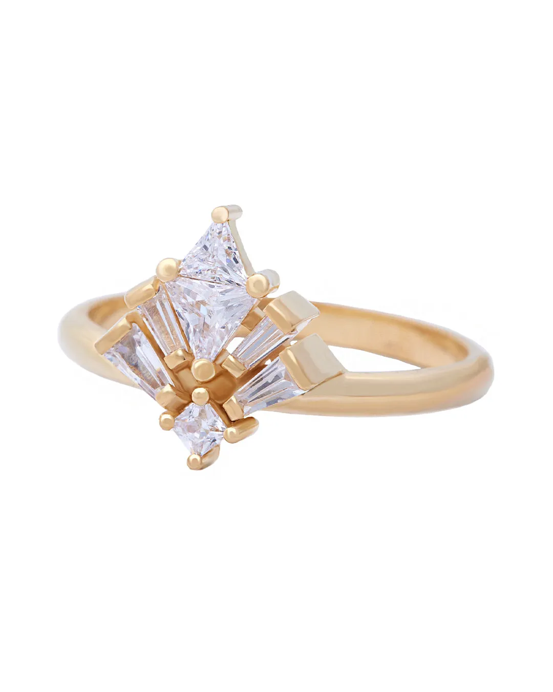 Audrey Diamond Cluster Ring with Tapered Baguette Natural Diamonds