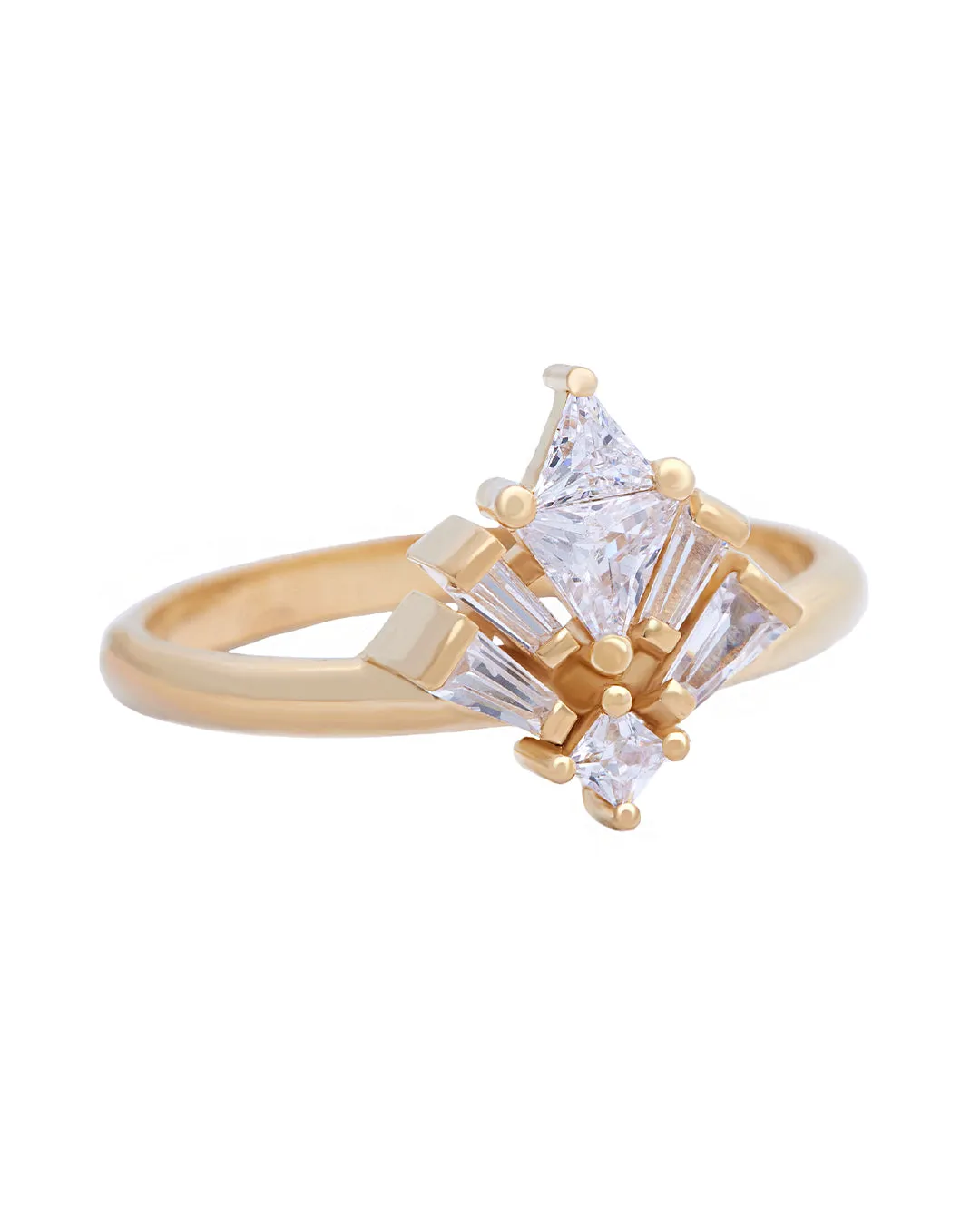 Audrey Diamond Cluster Ring with Tapered Baguette Natural Diamonds