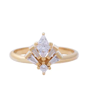 Audrey Diamond Cluster Ring with Tapered Baguette Natural Diamonds