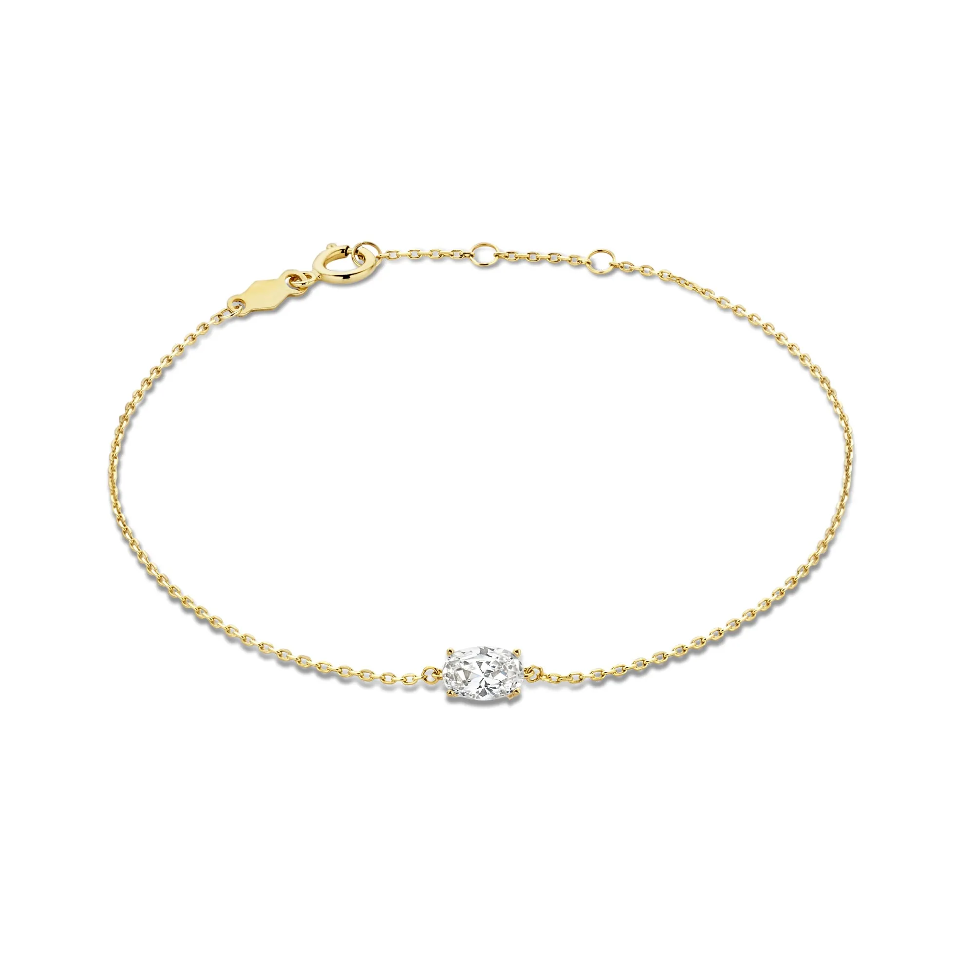 Baguette Genevieve 14 karat gold bracelet with white zirconia stone