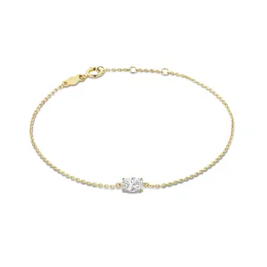 Baguette Genevieve 14 karat gold bracelet with white zirconia stone