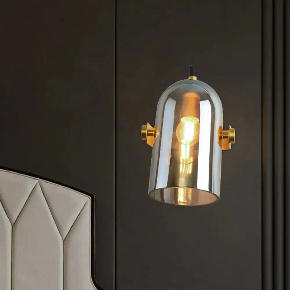 Beautiful Swivel Shade Cloche Bedside Sconce with Vintage Wall Mounted Amber/Smoke Glass - 1 Bulb Light