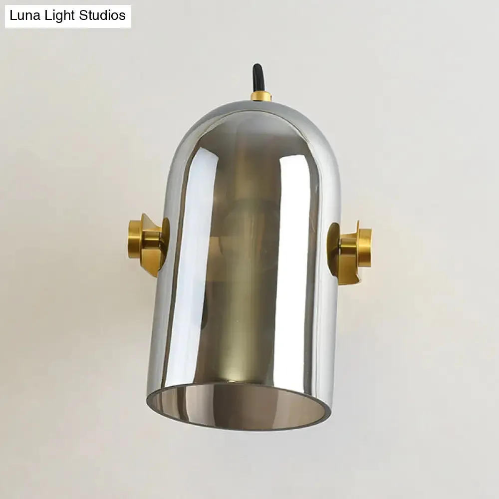 Beautiful Swivel Shade Cloche Bedside Sconce with Vintage Wall Mounted Amber/Smoke Glass - 1 Bulb Light