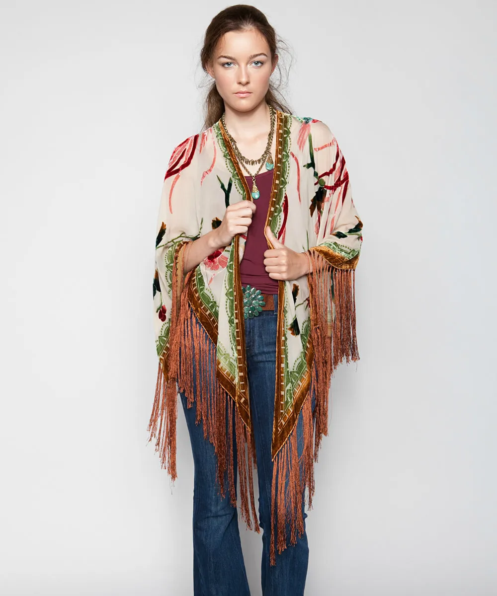 BIRD OF PARADISE KIMONO IN ECRU