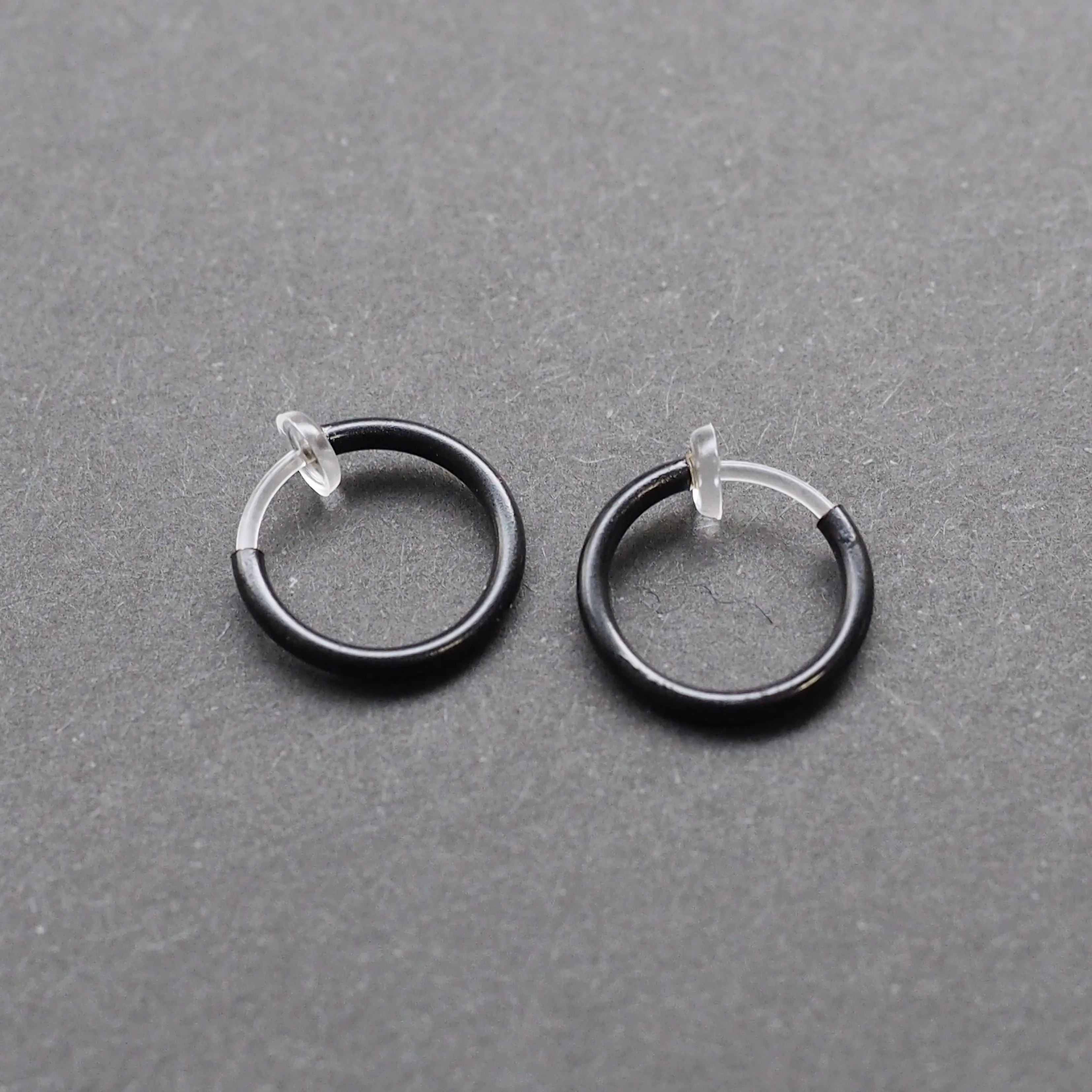 Black 12mm Invisible Clip On Earrings