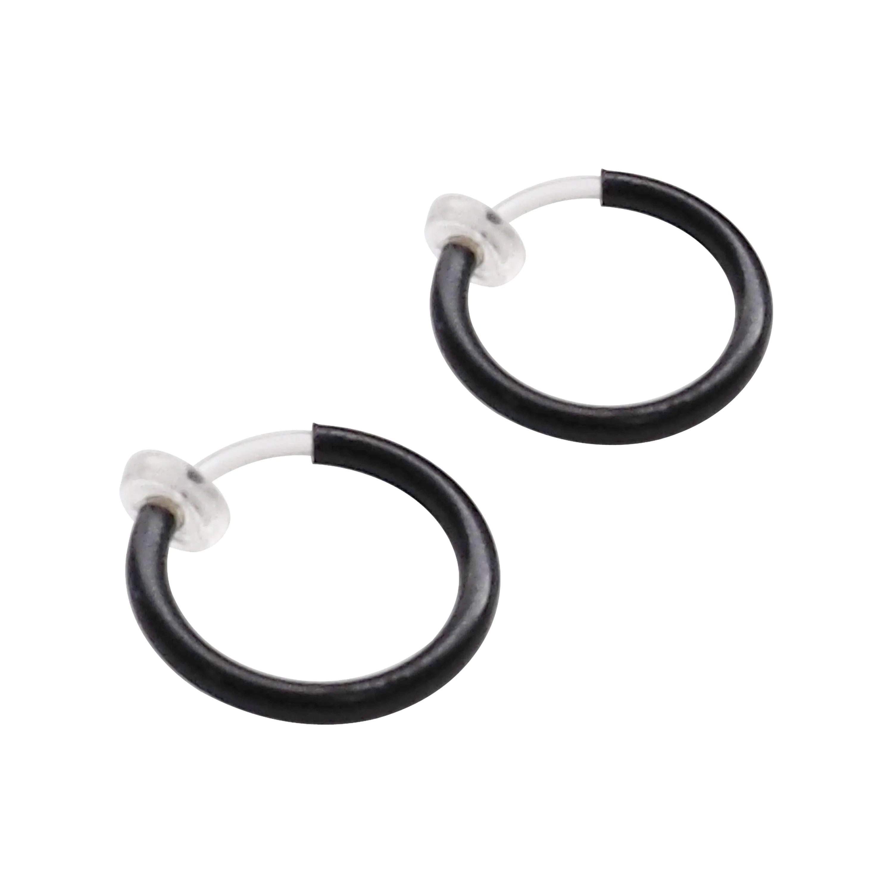 Black 12mm Invisible Clip On Earrings