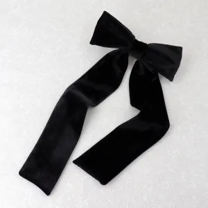 Black Velvet Long Tail Bow Barrette