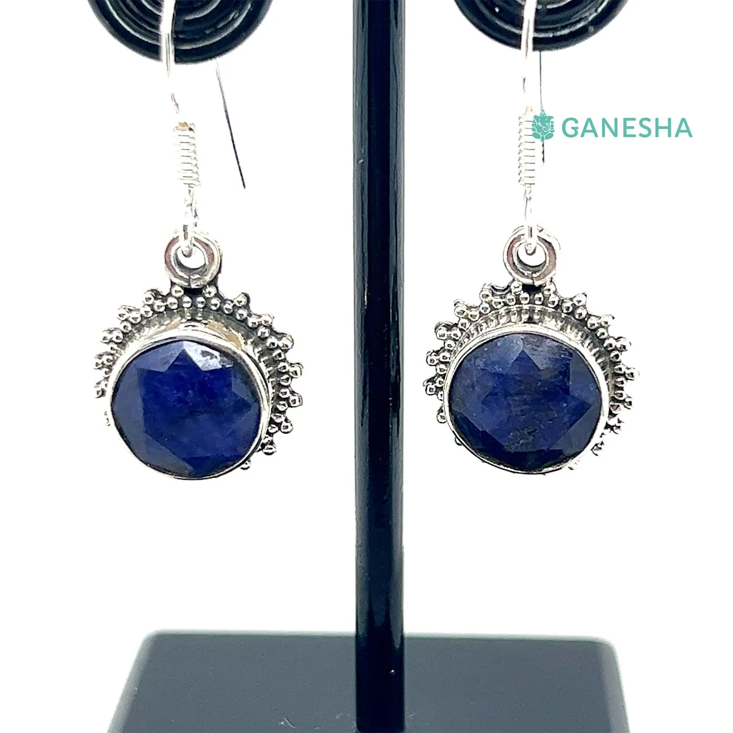 Blue Sapphire - 925 Sterling Silver Jewellery Gift Set With Free Chain - Crown Design