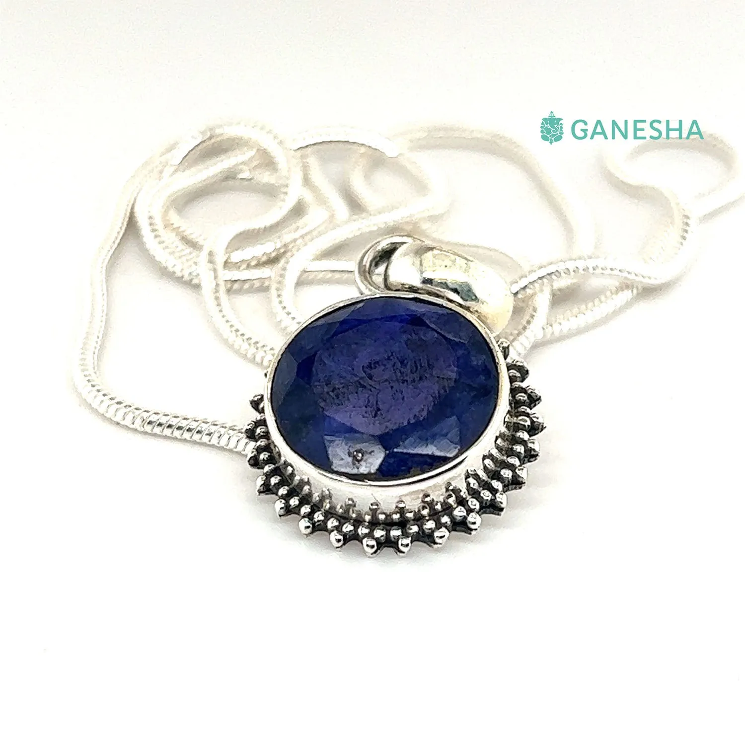 Blue Sapphire - 925 Sterling Silver Jewellery Gift Set With Free Chain - Crown Design