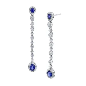 Blue Sapphire and Diamond Drop Earrings