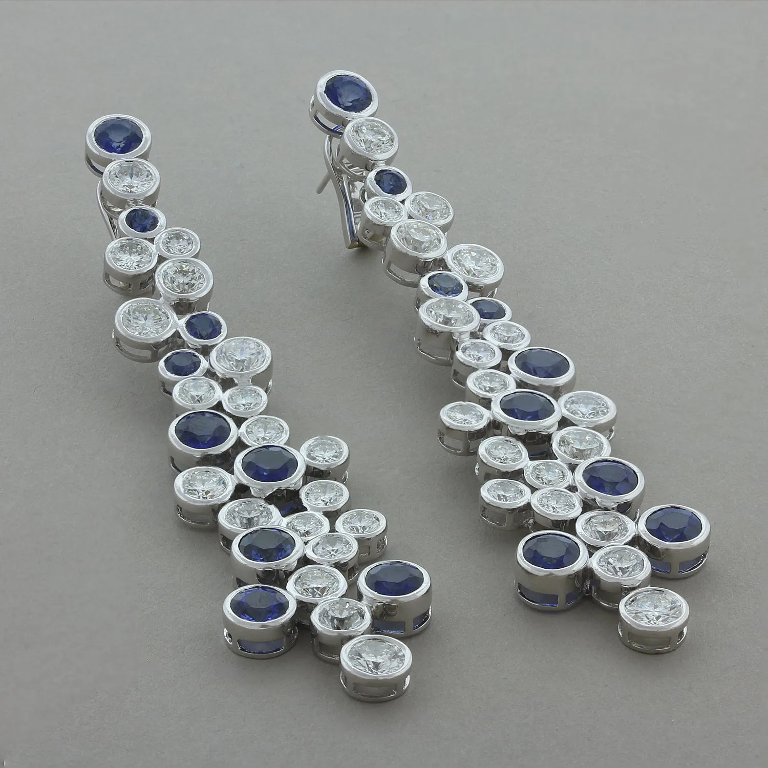 Blue Sapphire Diamond Gold Drop Earrings