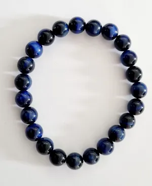 Blue Tigers Eye Crystal Bracelet 8mm Beads