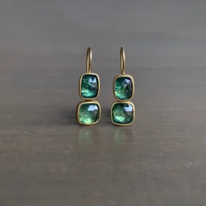 Bluegreen Sapphire Double Drop Earrings