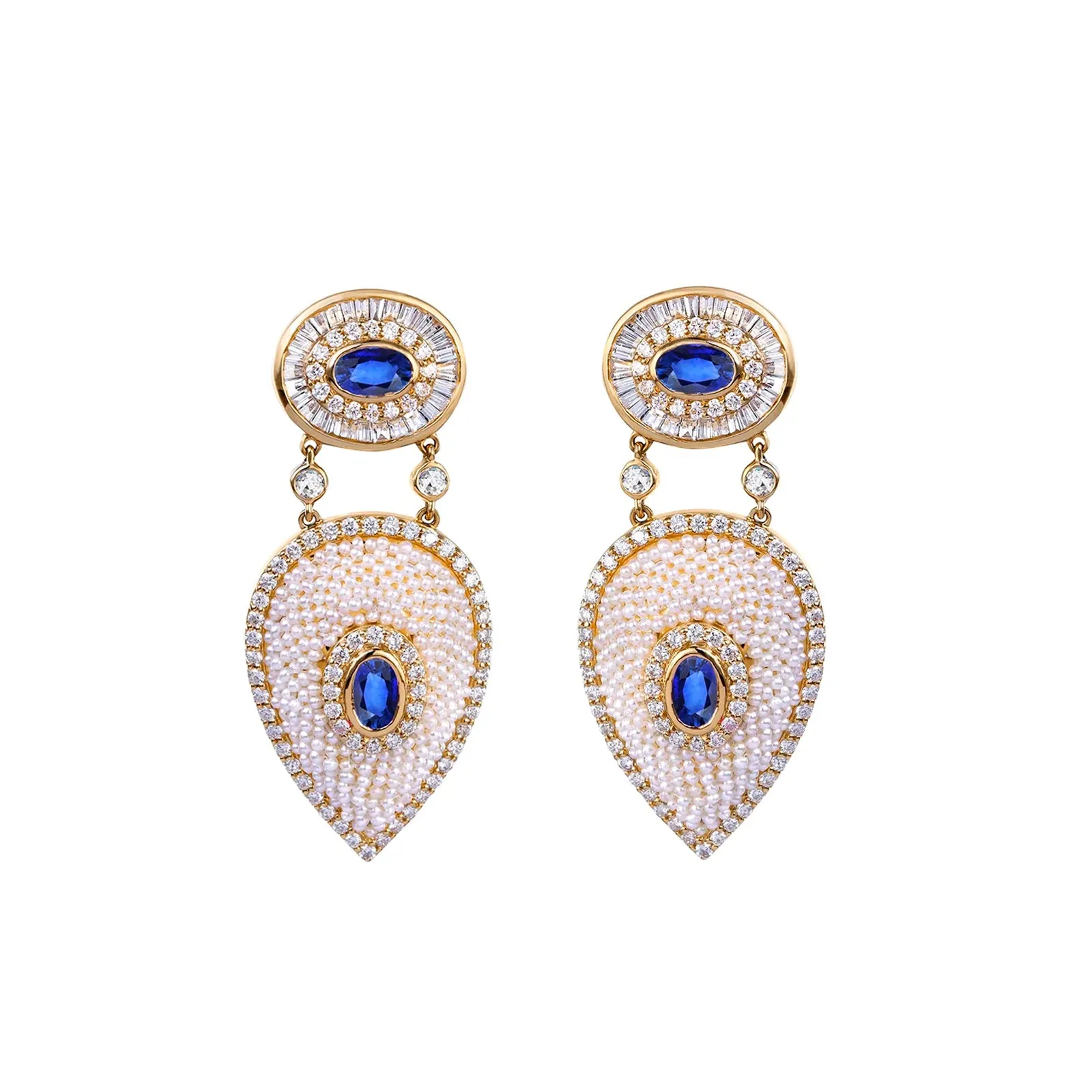 Bombay Drop Earrings - Blue Sapphire