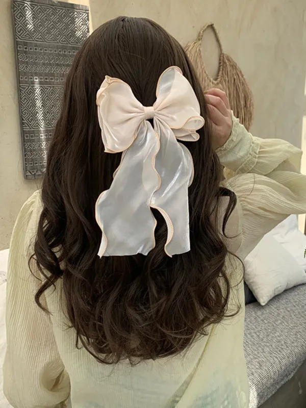 Bowknot Gauze Pleated See-Through Solid Color Hair Clips Hair Accessories French Barrette