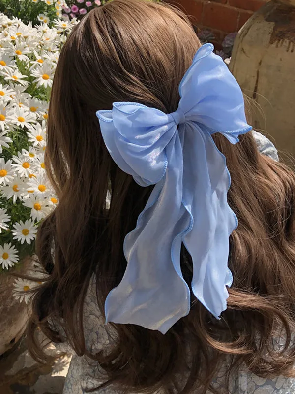 Bowknot Gauze Pleated See-Through Solid Color Hair Clips Hair Accessories French Barrette