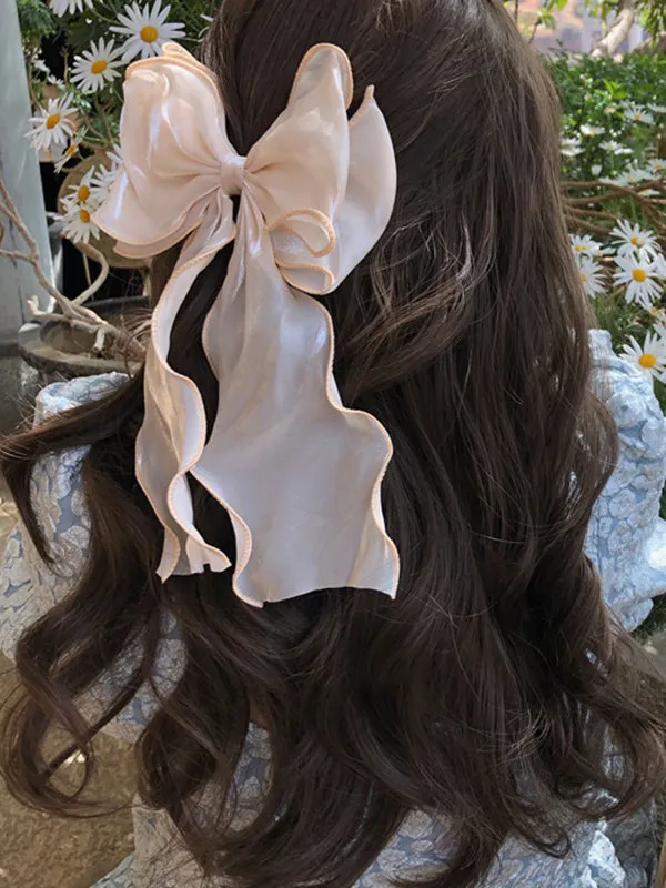 Bowknot Gauze Pleated See-Through Solid Color Hair Clips Hair Accessories French Barrette