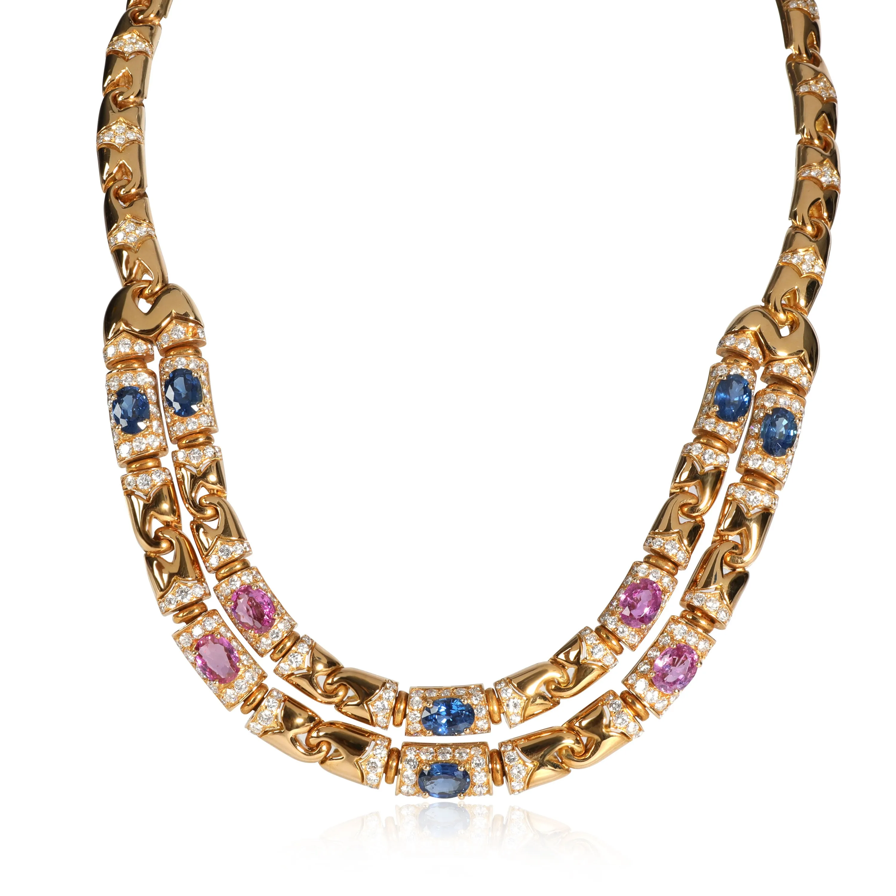 Bulgari Prestige Diamond & Sapphire Necklace in 18K Yellow Gold 7.60 CTW