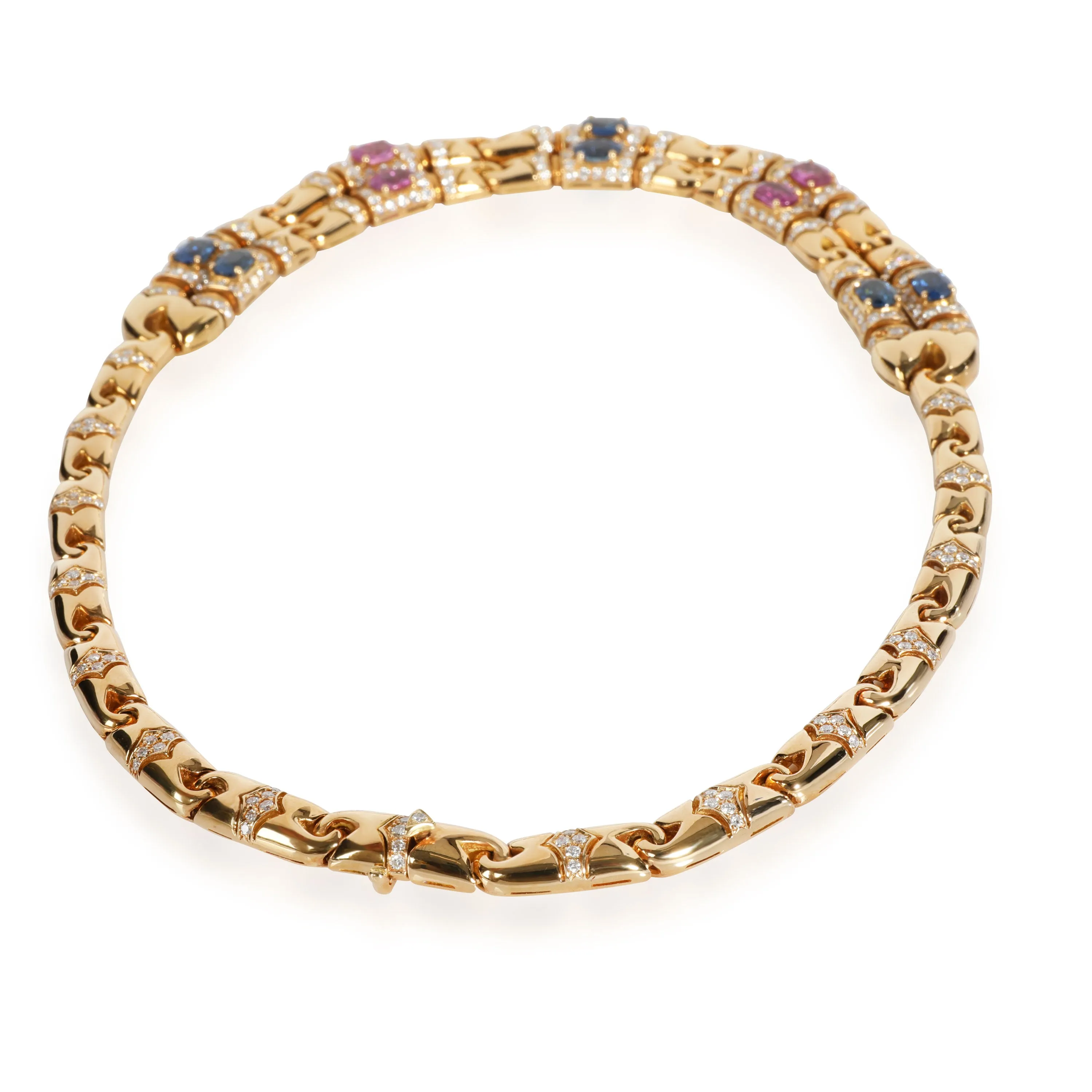 Bulgari Prestige Diamond & Sapphire Necklace in 18K Yellow Gold 7.60 CTW