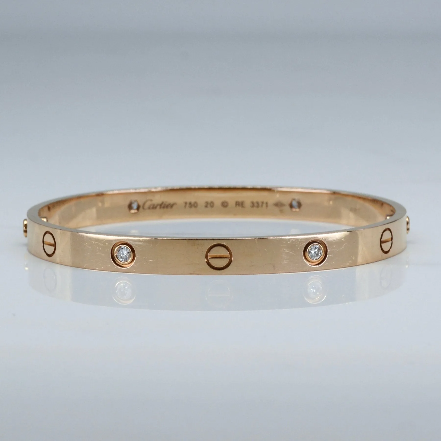 'Cartier' Love Bracelet, 4 Diamonds | 7" |