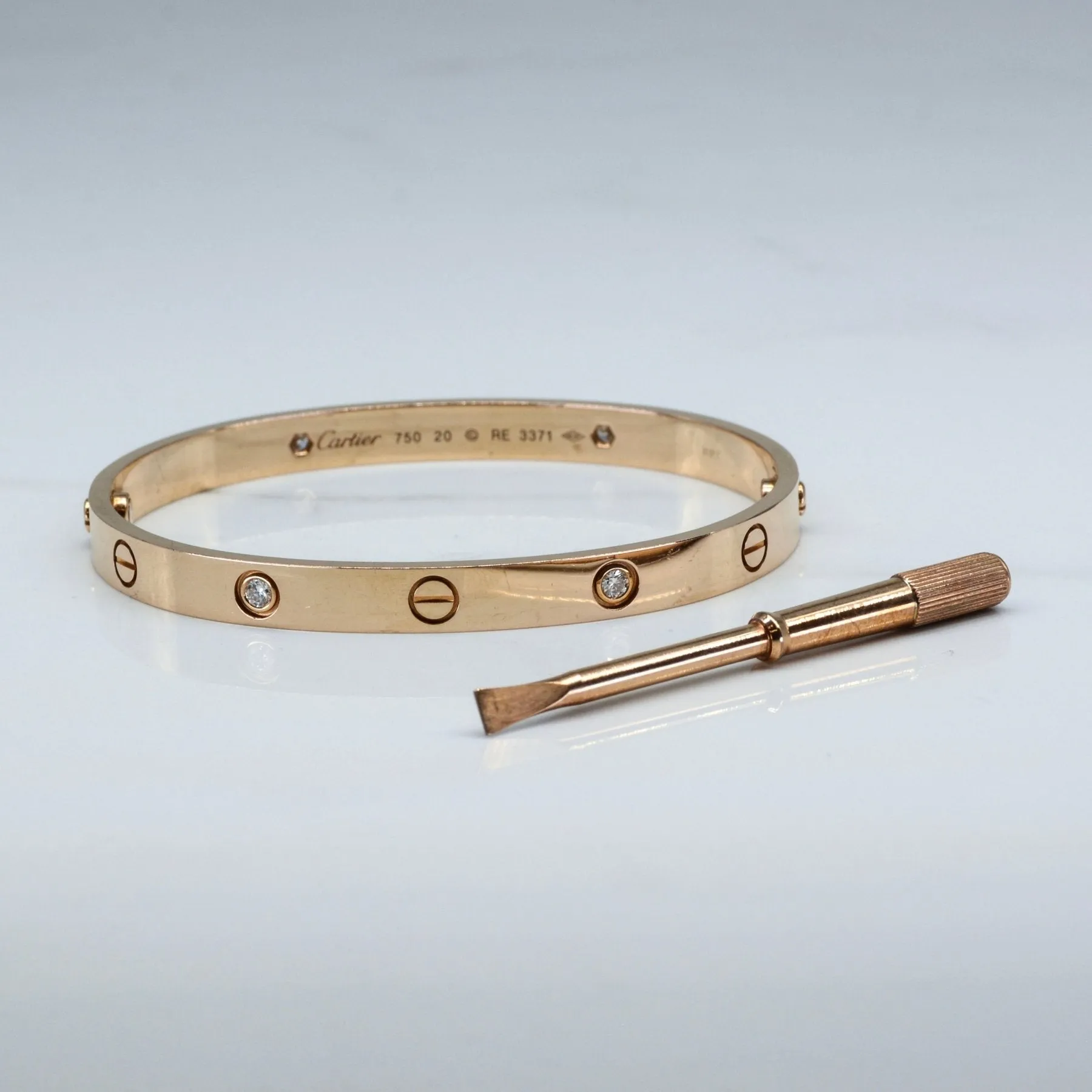 'Cartier' Love Bracelet, 4 Diamonds | 7" |