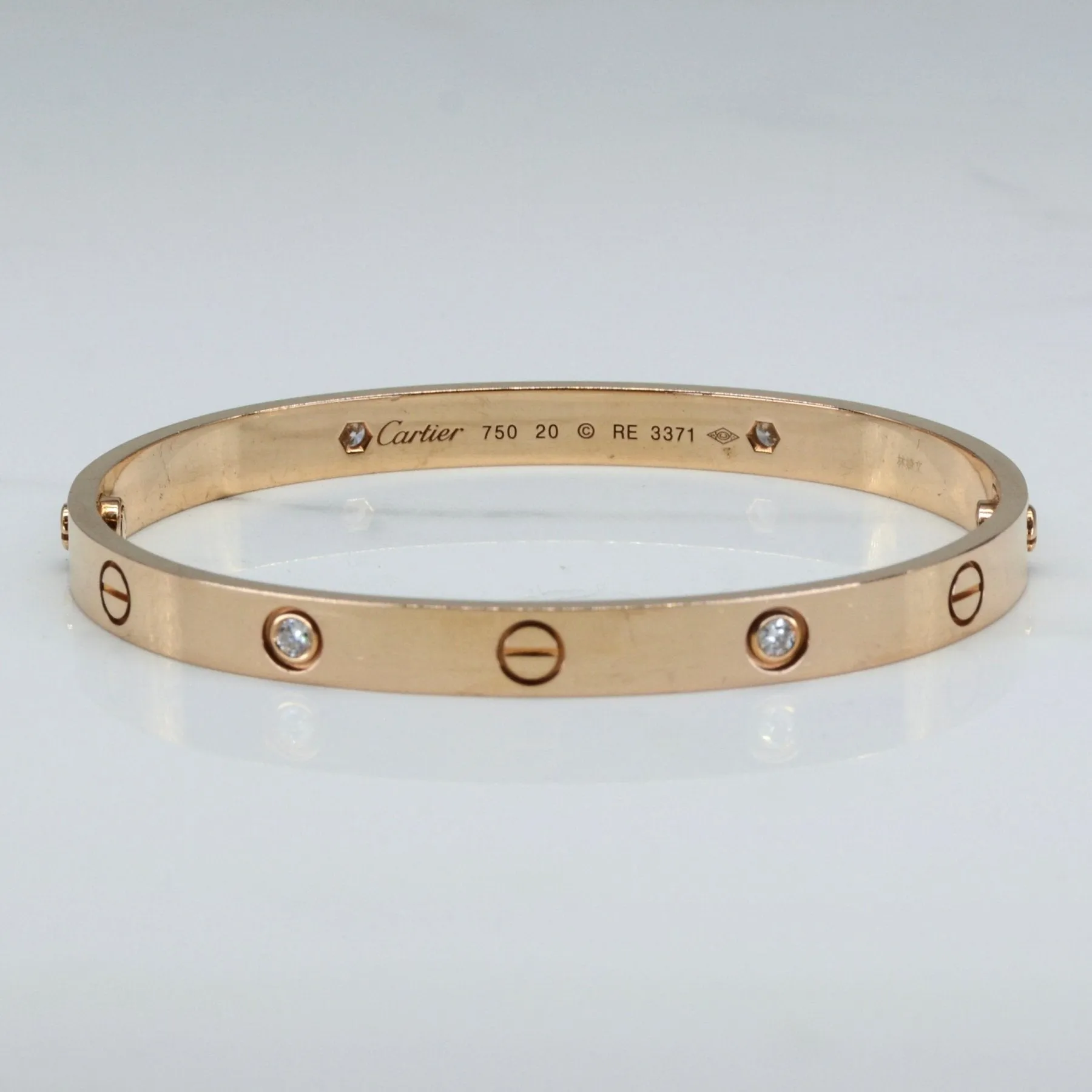 'Cartier' Love Bracelet, 4 Diamonds | 7" |