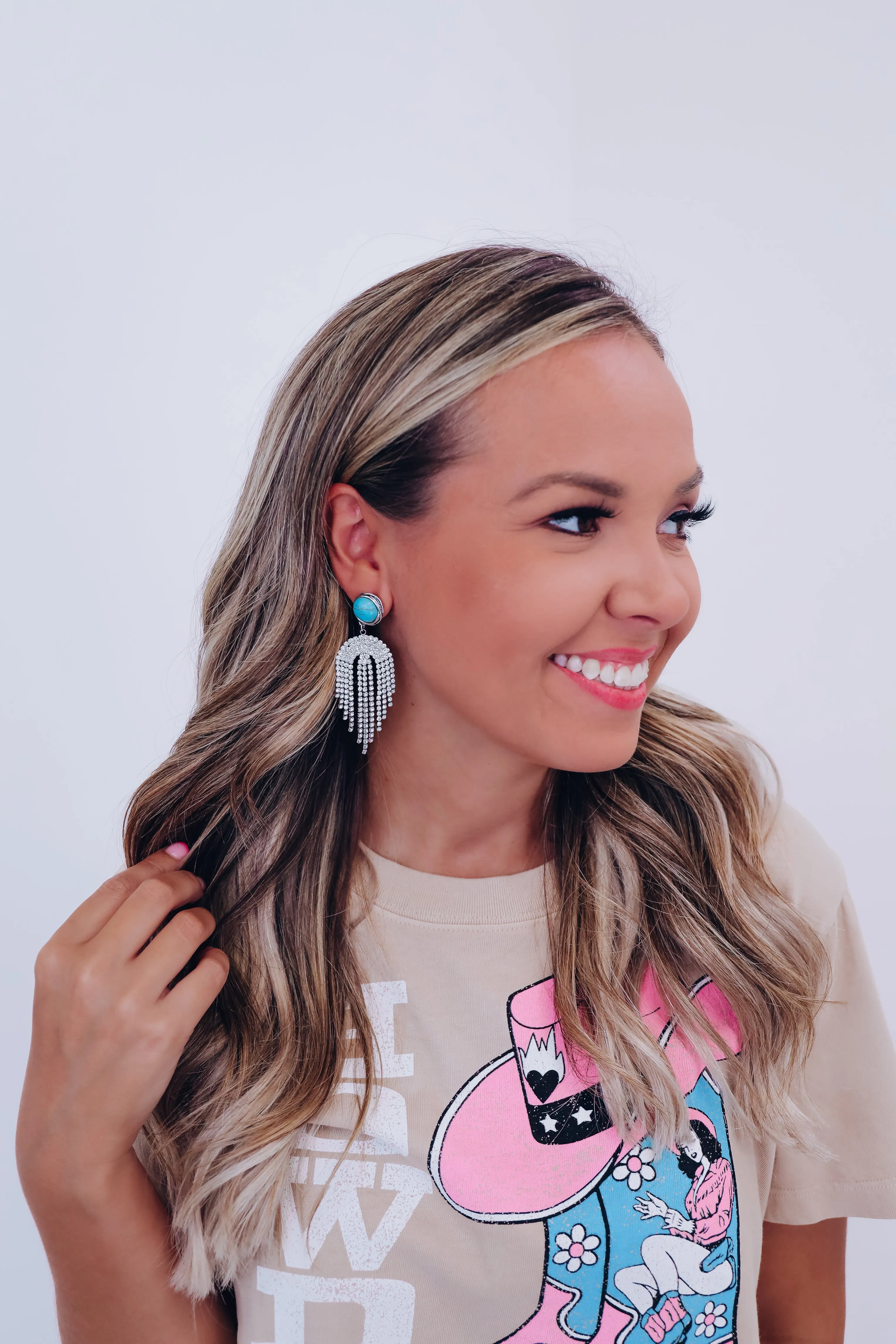 Cascading Turquoise And Rhinestone Earrings