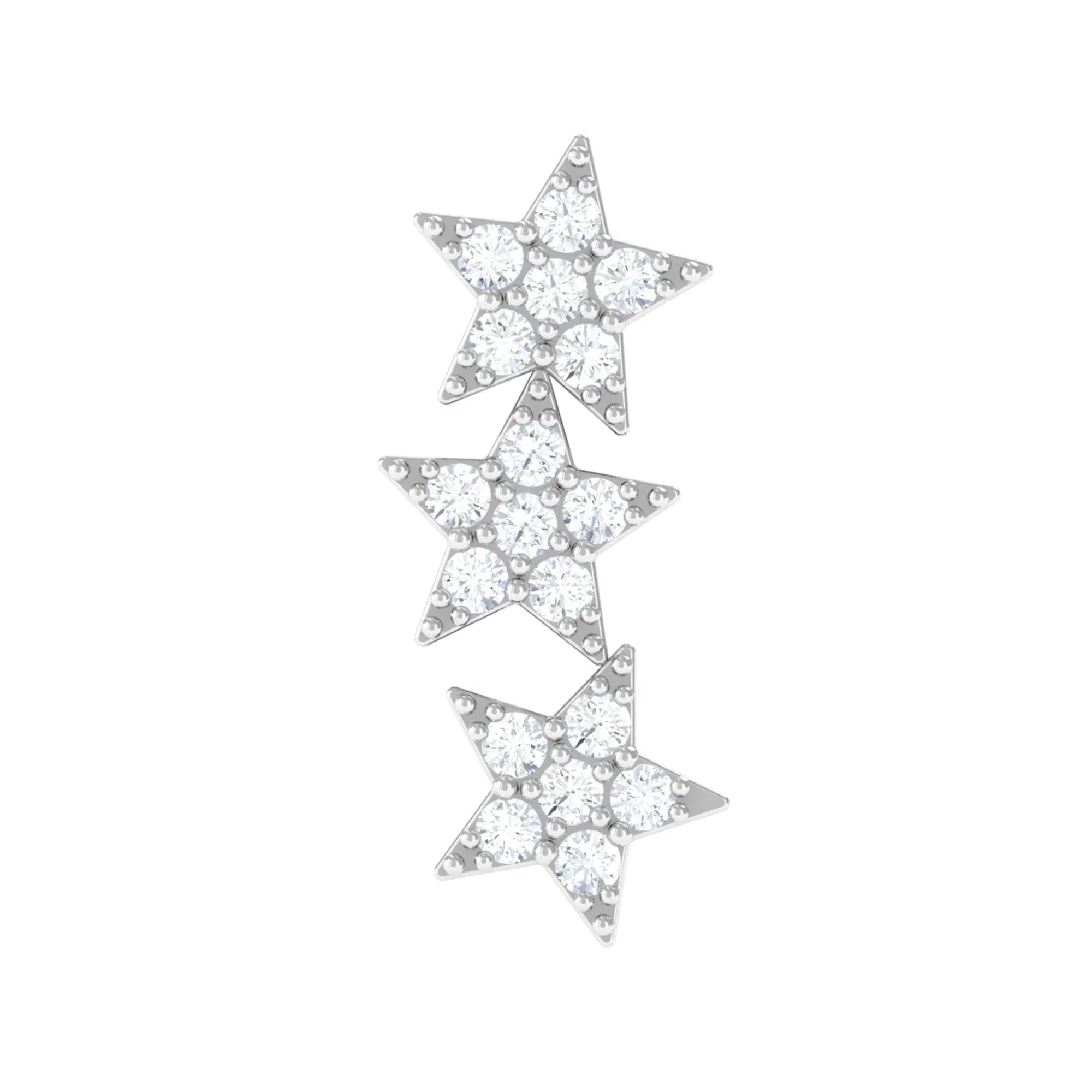 Certified Moissanite Star Ear Crawler Earring