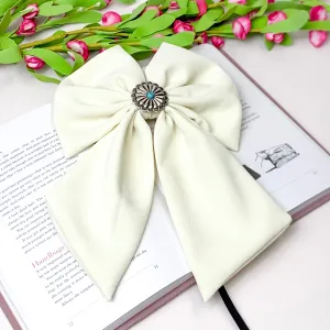 Concho Cutie Fabric Bow Hair Clip in Ivory