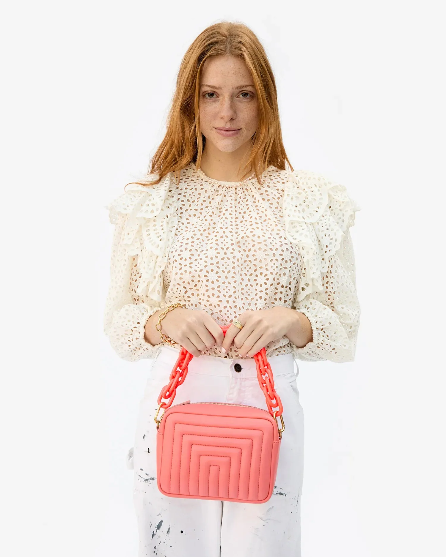 Coral Quilted Crossbody