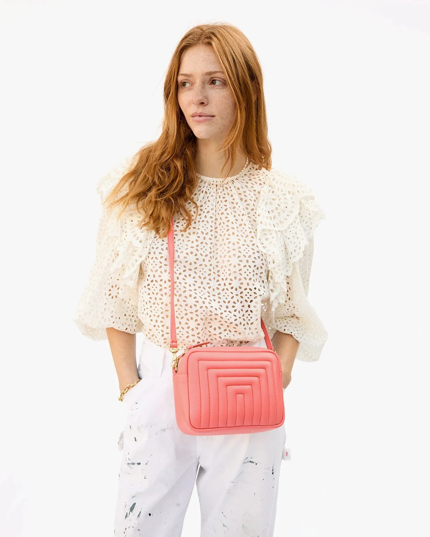 Coral Quilted Crossbody