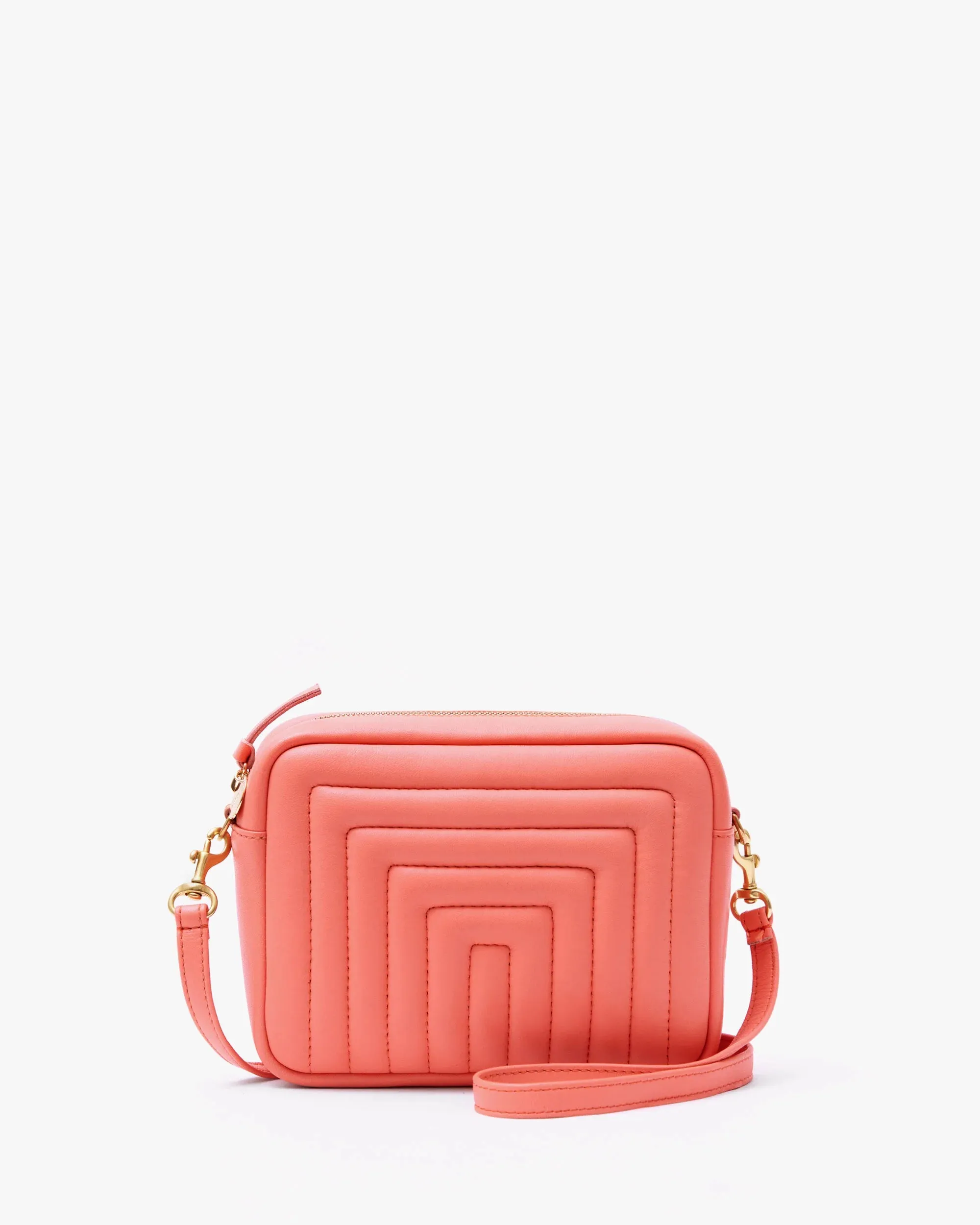 Coral Quilted Crossbody