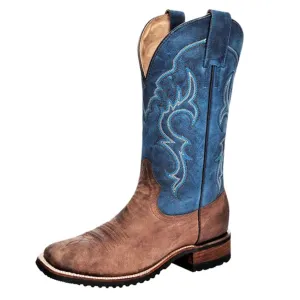 Corral Men's Blue/Brown Rubber Sole Sq Toe Western Boots L5234