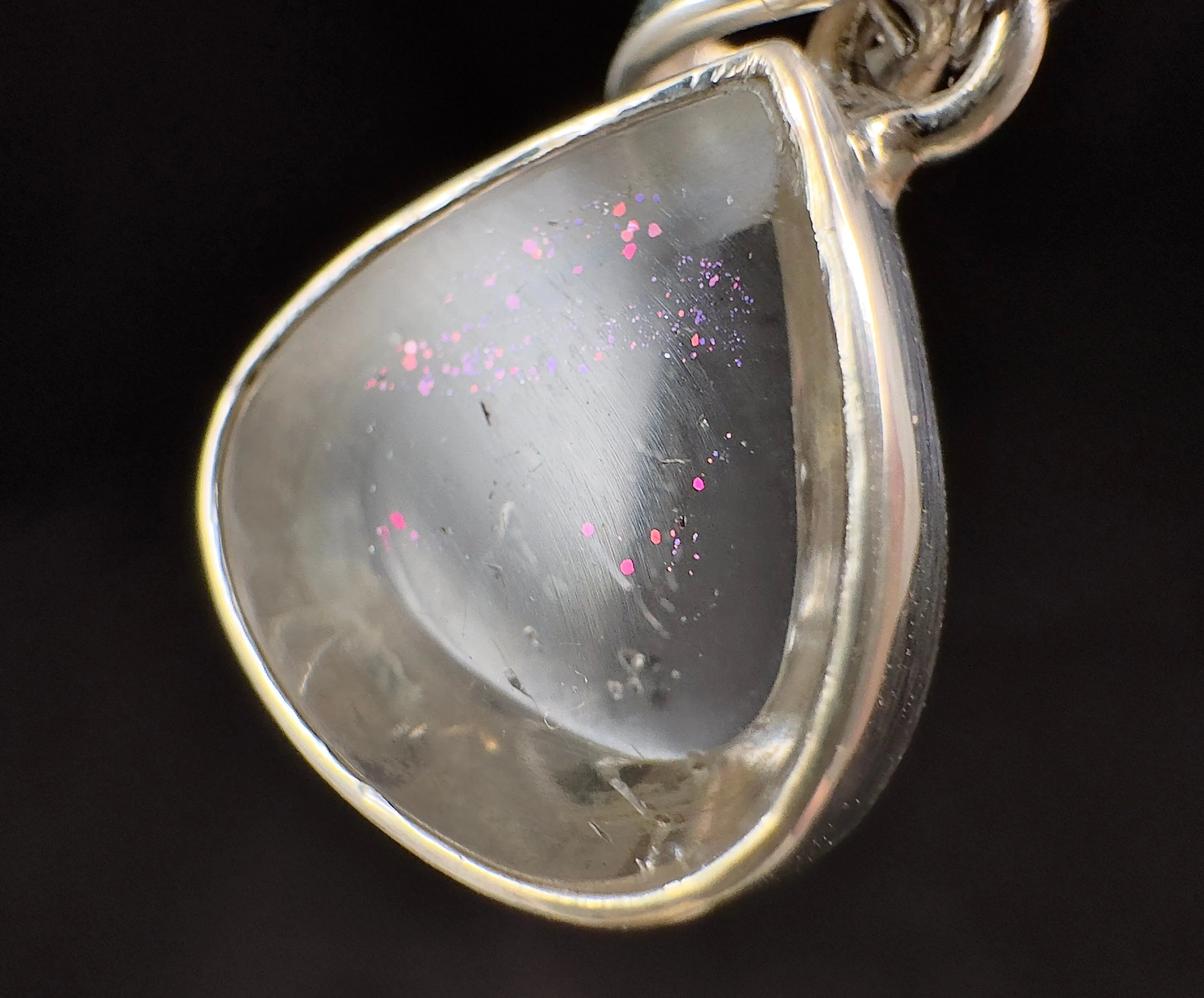 COVELLITE Crystal Pendant - Rare Pink FIRE QUARTZ Crystal with a Polished Finish Set in an Open Back Sterling Silver Bezel, 53864