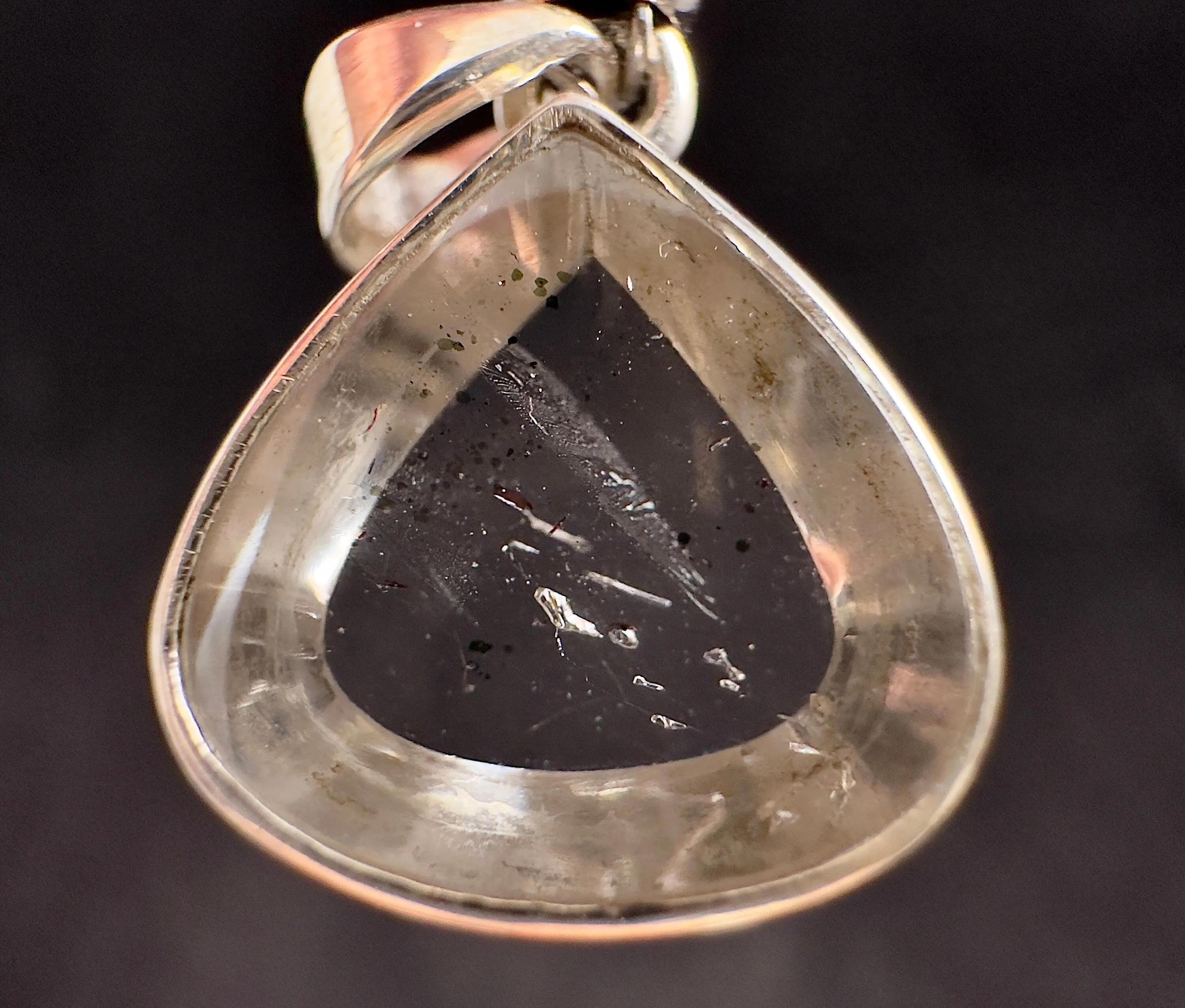 COVELLITE Crystal Pendant - Rare Pink FIRE QUARTZ Crystal with a Polished Finish Set in an Open Back Sterling Silver Bezel, 53864