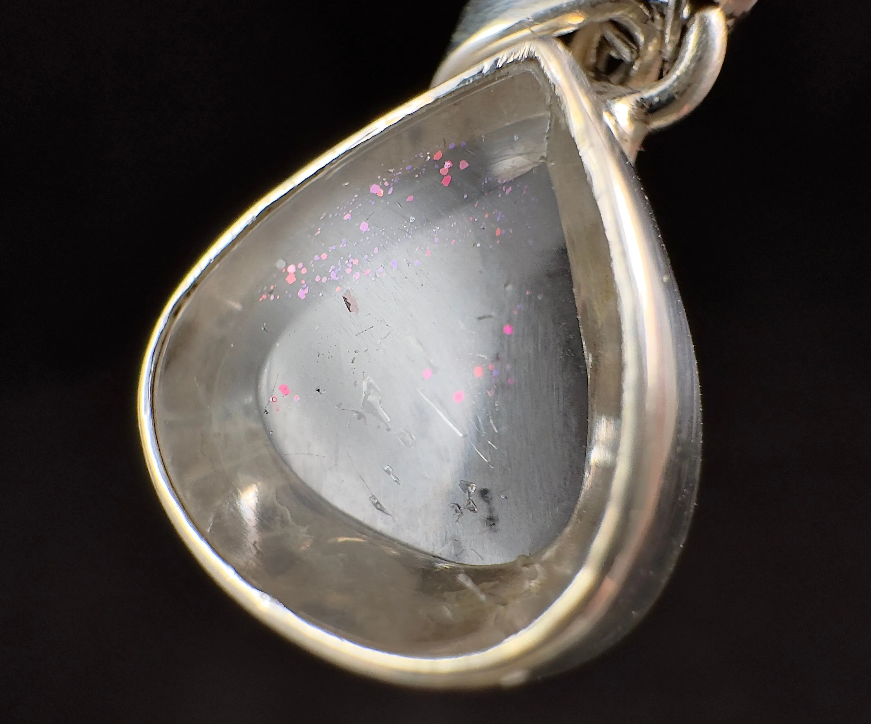 COVELLITE Crystal Pendant - Rare Pink FIRE QUARTZ Crystal with a Polished Finish Set in an Open Back Sterling Silver Bezel, 53864