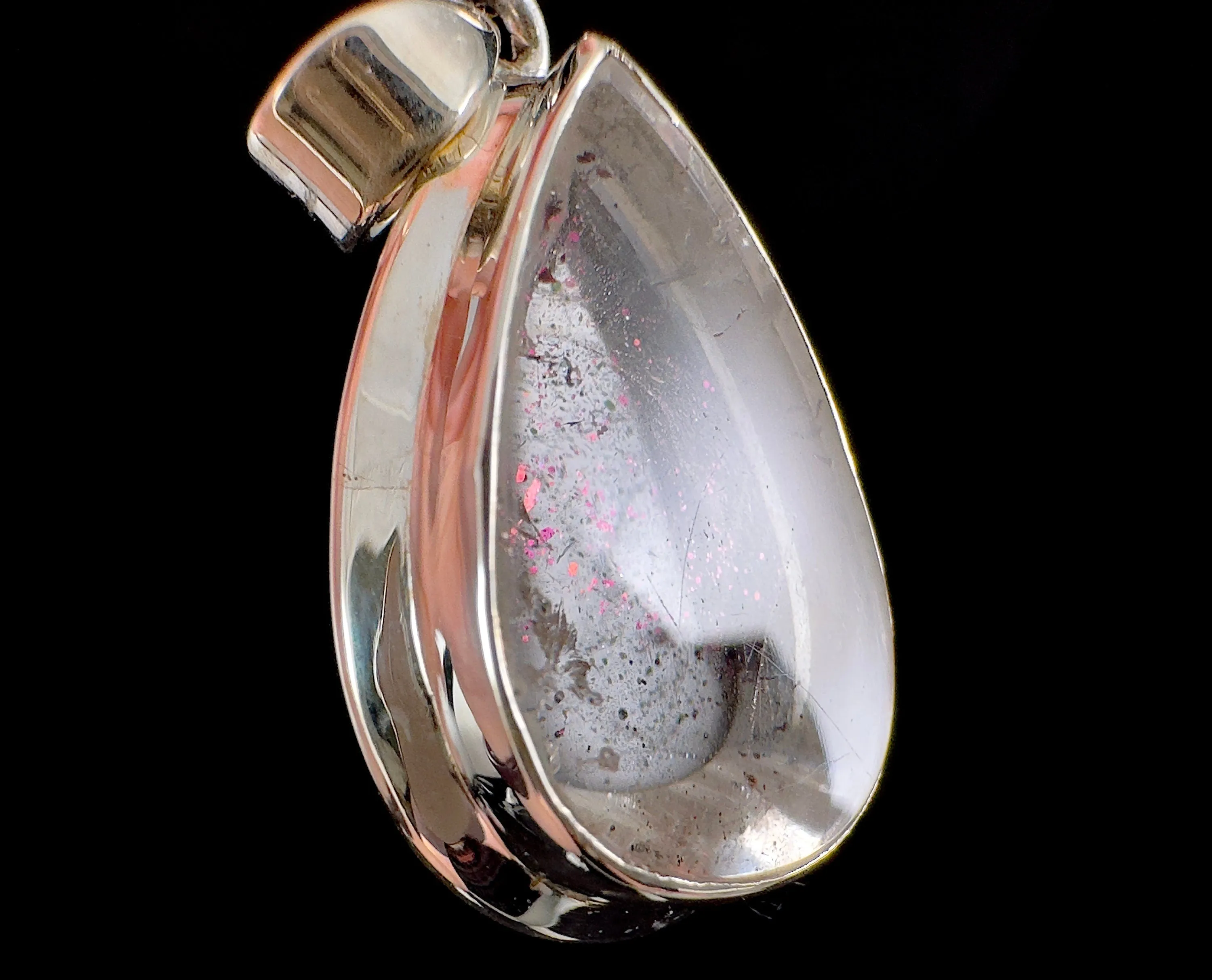 COVELLITE Pink Fire Quartz Crystal Pendant - Fine Jewelry, Healing Crystals and Stones, 54274