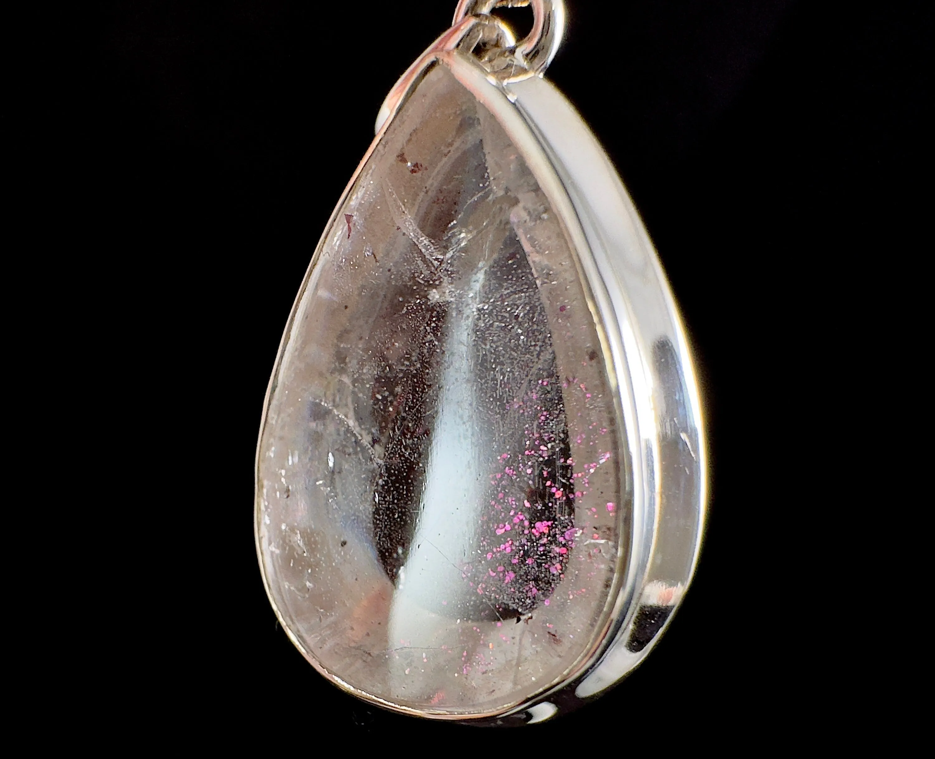 COVELLITE Pink Fire Quartz Crystal Pendant - Fine Jewelry, Healing Crystals and Stones, 54274