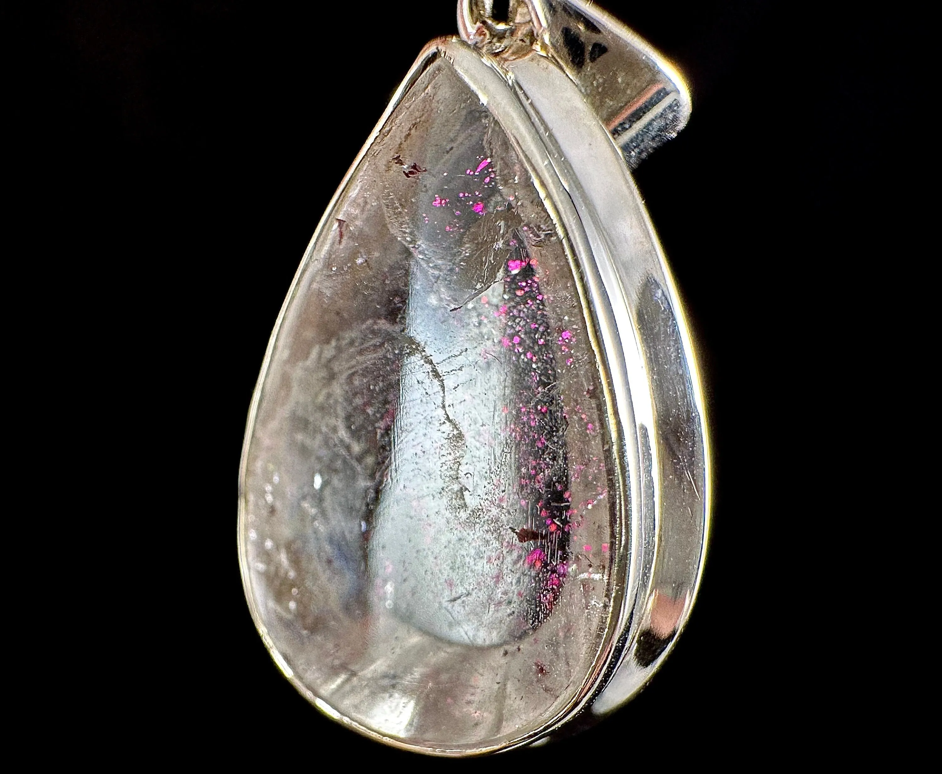 COVELLITE Pink Fire Quartz Crystal Pendant - Fine Jewelry, Healing Crystals and Stones, 54274