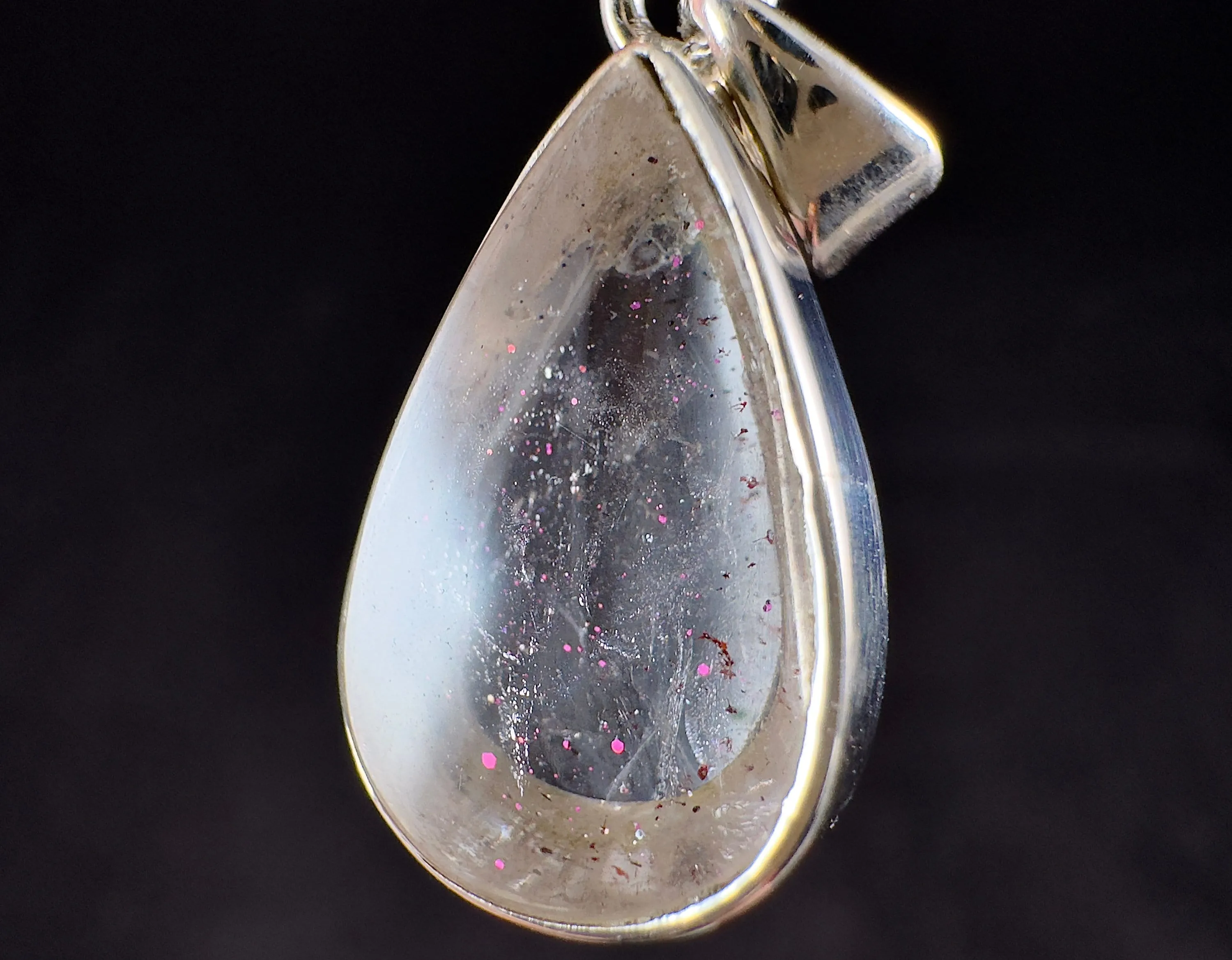 COVELLITE Pink Fire Quartz Crystal Pendant - Fine Jewelry, Healing Crystals and Stones, 54295