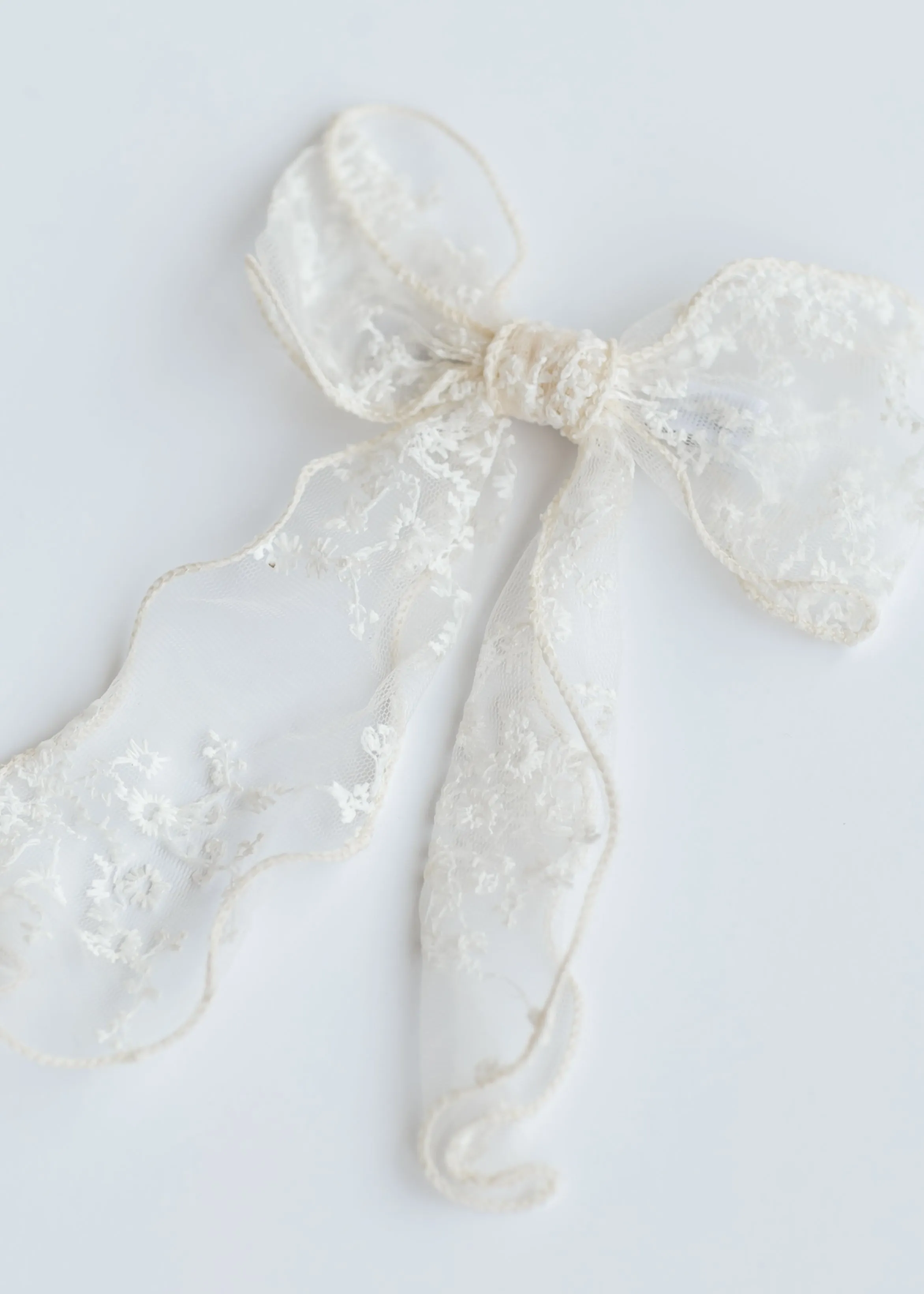 Cream Lace Bow Hair Barrette