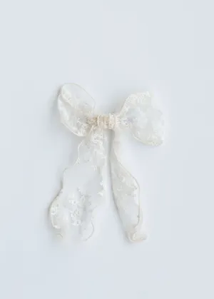 Cream Lace Bow Hair Barrette