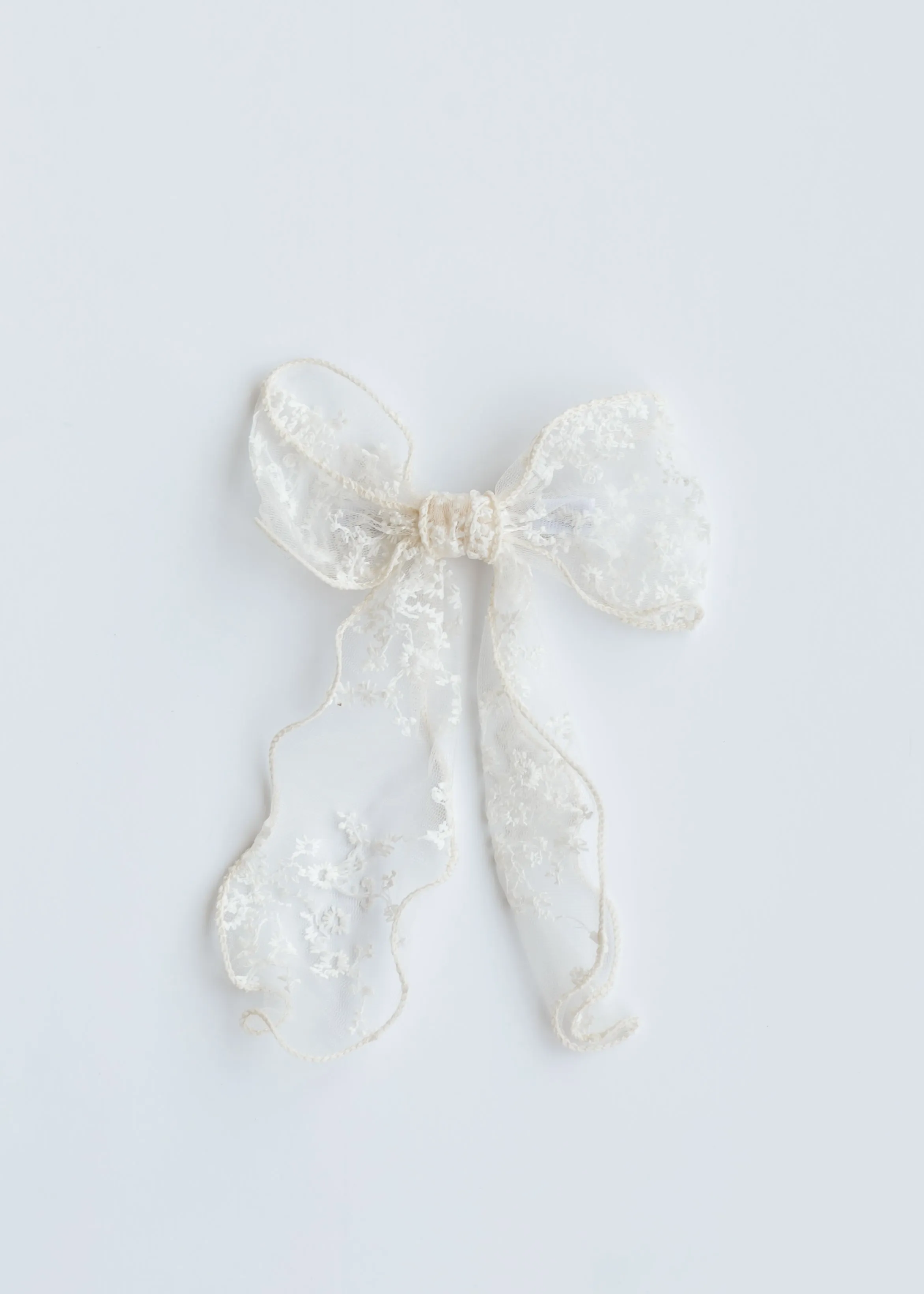 Cream Lace Bow Hair Barrette