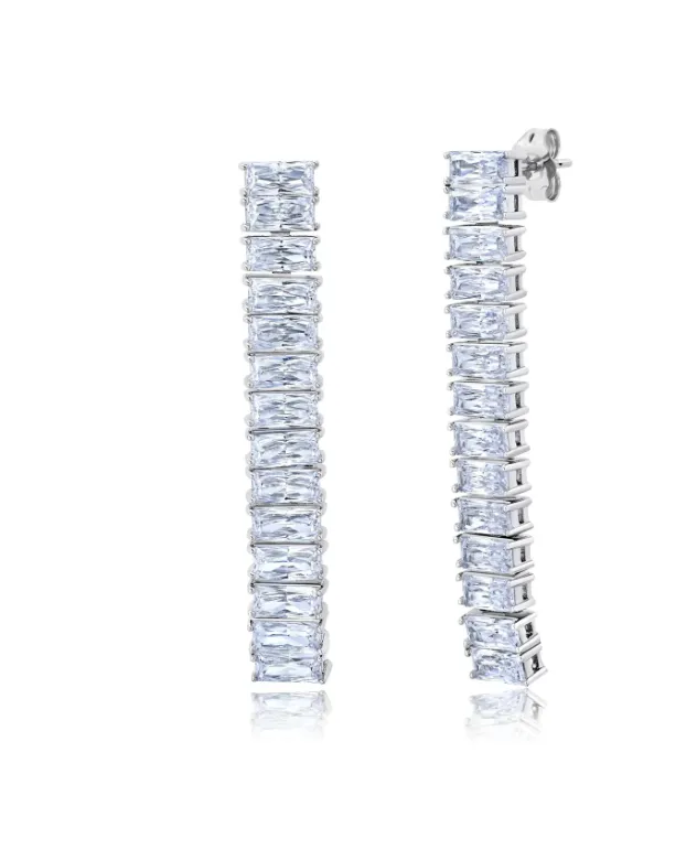 Crislu Baguette Cut Linear Converting Earrings